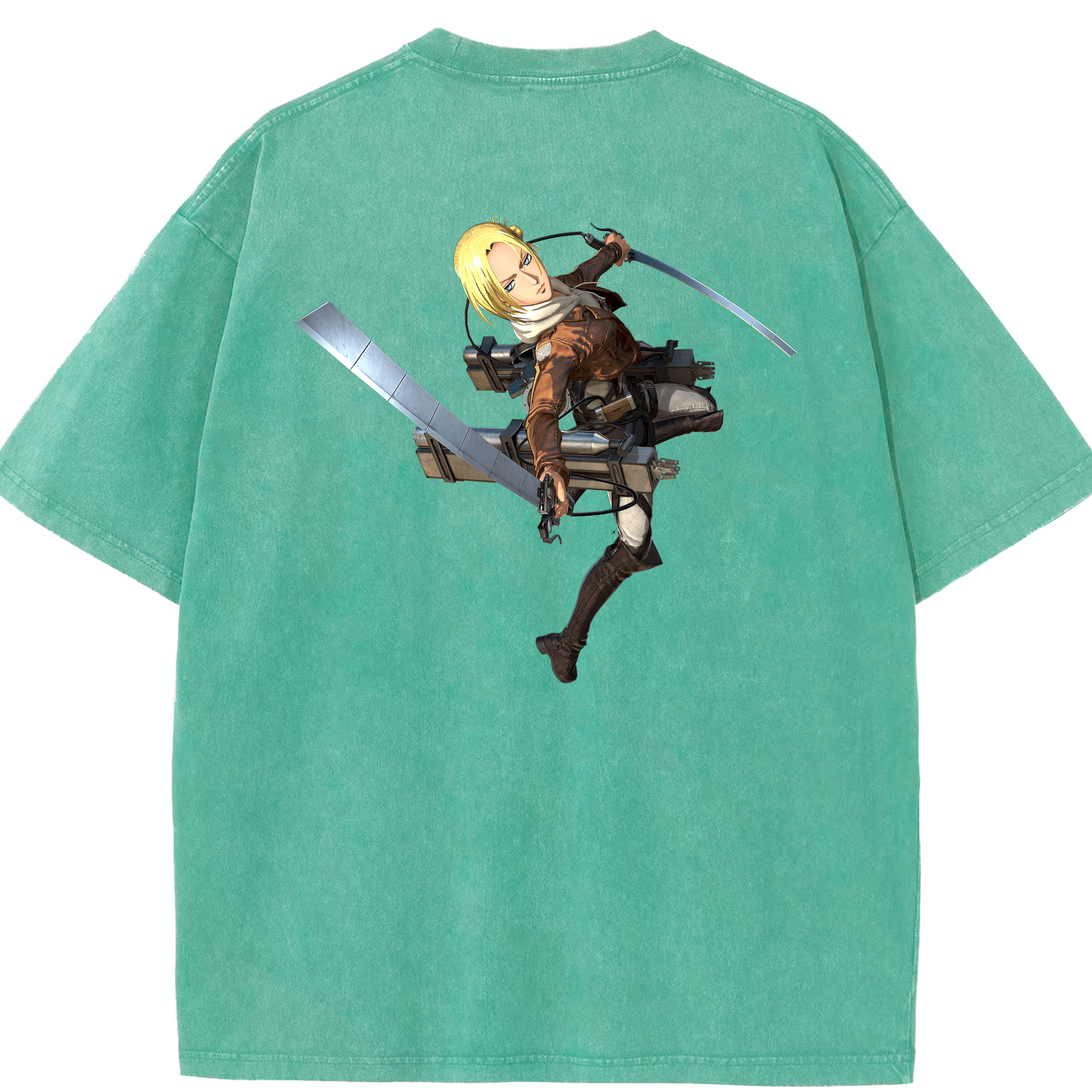 （画像用） 進撃の巨人 アニ・レオンハート Attack on Titan Annie Leonhart 綿100% ヴィンテージ風 半袖Tシャツ（背面プリント）